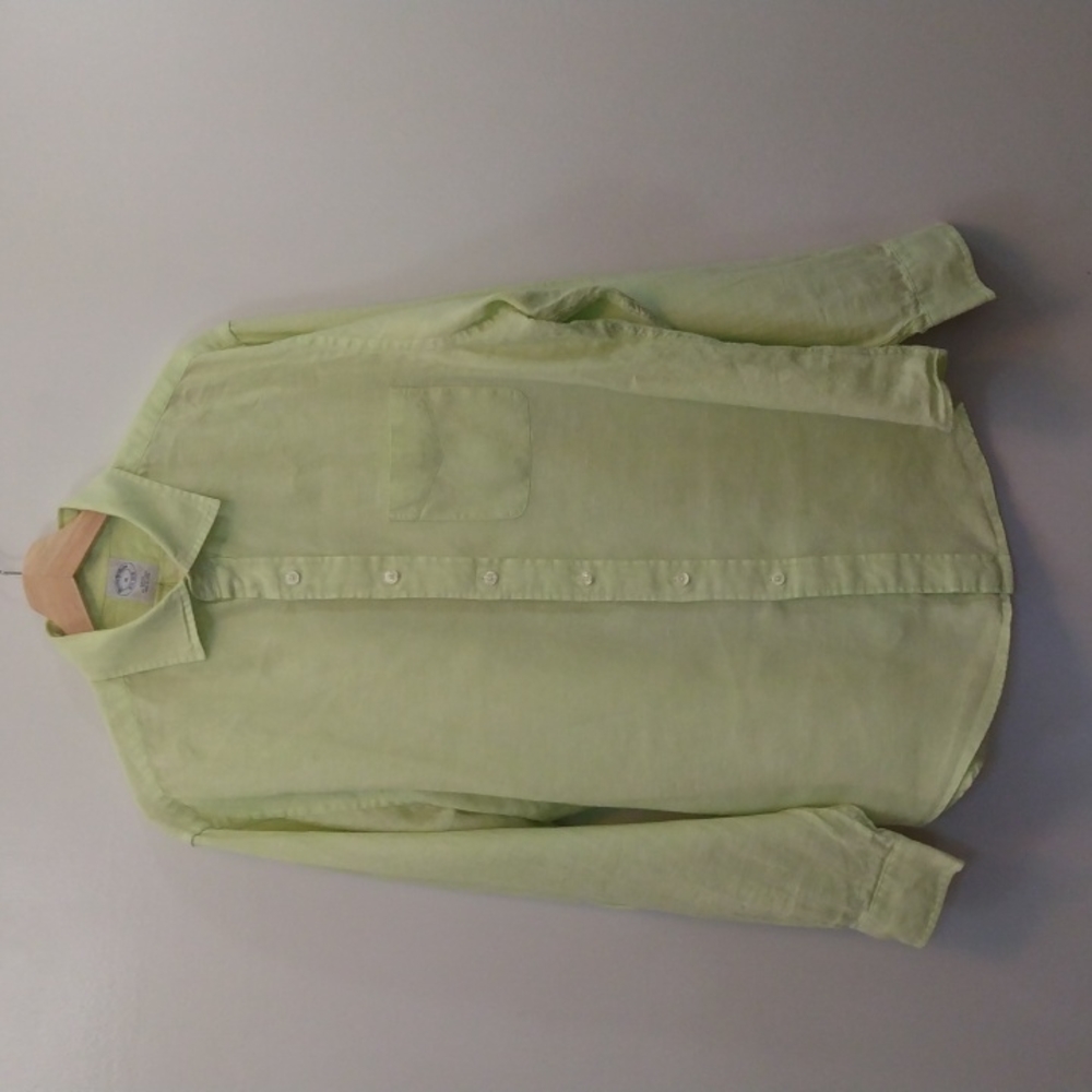 Brooks Brothers 1818 XL Slim Fit Light Green Irish Linen Shirt